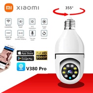 กล้องวงจรปิด V380 Pro FNKvision Xiaomi กล้องหลอดไฟ สมาร์ท IP การรักษาความปลอดภัยกล้องวงจรปิด WIFI เชื่อมต่อโทรศัพท์มือถือ 3D Panoramic 1080p HD กล้องไร้สายเชื่อมต่อโทรศัพท์มือถือ กล้องกันน้ำกล้อง 360°PTZ Control CCTV Camera with Alarm