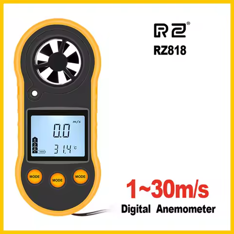 RZ Portable Anemometer Anemometro Wind Speed Gauge Meter LCD Digital Hand-held Measure Tool RZ818/GM