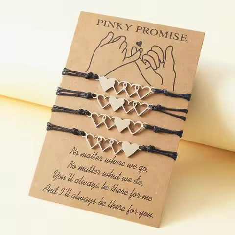 2/3/4 Pcs Best Friend Wax Bracelets Friendship Sister Hollow Matching Distance Heart Bracelet For Wo