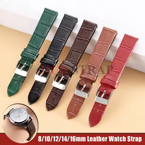 Soft Leather Watch Strap 8mm 10mm 12mm 14mm 16mm Band for Tissot for Longines for DW Watch Band Pin