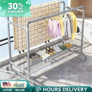 Large Stainless Steel Clothes Hanger Drying Rack/Double Pole Clothes Rack /Rak baju besi/ampaian baj