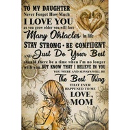 Mom And Daughter To My Daughter Motivation Quotes Sunflower Art Film Print Silk Poster for Your Home