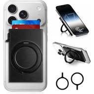 for MagSafe Wallet 360°Spin Magnetic Stand RFID Blocking, MagSafe Ring Included,Credit Card Holder P