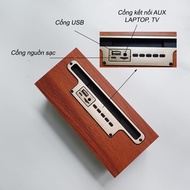 Loa bluetooth XM5 thùng gỗ thiết kế sang trọng có giá để điện thoại âm thanh cực hay