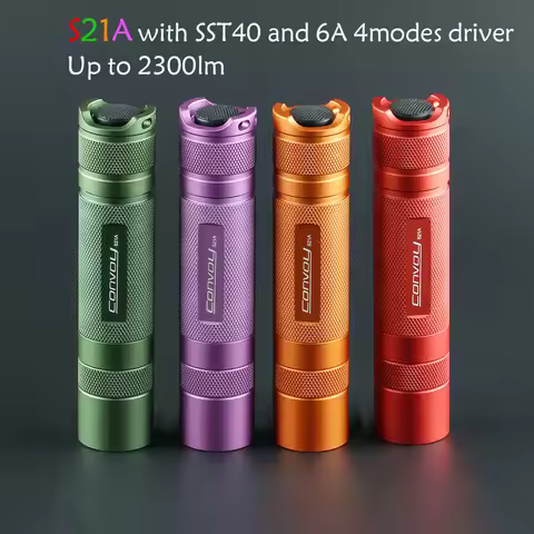 green / purple / orange / red Convoy S21A with luminus SST40,orange peel reflector,21700 flashlight 