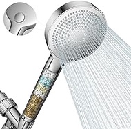 Auterfar Filtered Shower Head, High Pressure 3 Modes Handheld Showerhead with 4.7'' SS Panel, 59" Hose, and Bracket, 5 Stage Hard Water Shower Filter to Improve Water Quality - Reduces Dry Itchy Skin