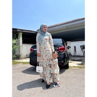 Baju Kurung Corak Kain Lipat Mint Green/Hijau Mint