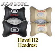 (PROMOSI) HAVAL H1 H2 H6 HEV GWM Logo Car Headrest Cushion Leather Neck Pillow (2pcs/Set)