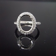DY model S925 sterling silver ring with empty supp DY款 S925纯银戒指空托 围钻闪钻工艺 切面蛋面 轻奢华镶嵌胶水416NH