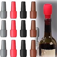 Reusable Sparkling Wine Bottle Stopper, Silicone Wine Stopper Caps for Wine Bottle,Wine Sealer For Wine Bottles,Double Sealed Wine Sealer Beverage Cover Saver to Keep Wine Champagne Fresh (12 PCS)