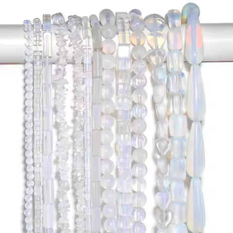 Quality White Opal Stone Beads Opalite DIY Make Up Charms Beading Bead Jewelry Making Accessories Wh