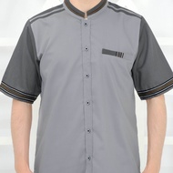 ADRIKNI baju koko atasan kemeja gamis pria baju batik busana muslim Warna silver