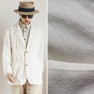 白色 中性經典 西裝外套 柞蠶絲真絲 疙瘩綢