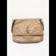 YSL Niki奶茶色油蠟皮鏈條包中號