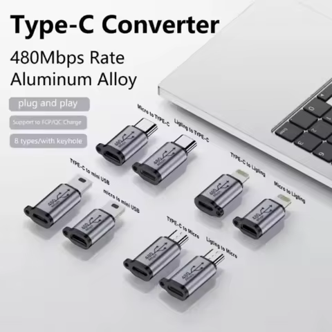 Type C Adapter USB C To Micro To Mini USB Female Converters For iPhone 14 13 Xiaomi Samsung For Ligh