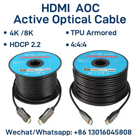 4K/8K Fiber HDMI Active Optical Cable (AOC), Standard & TPU Armored, Compatible for Laptop, PC, Moni