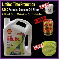 Perodua Axia Bezza Engine Oil [3.5L] Minyak Hitam Lubricant 10000 = 10k km (miles) Shell Helix ECO 0W20 Fully Synthetic