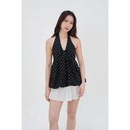 Toply shop sonna top polka dot || Top halter top