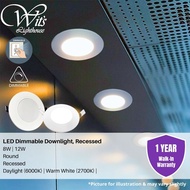 (Dimmable) LED Recessed Downlight White Fixture Cove Light Effect, 8W /12W, Warm White (3000K) / Day