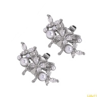 Lidu11 Premium Electroplated Coppers Earphone Ornament Pearls Butterfly Design Secure F