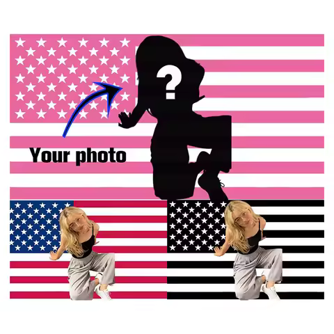 Custom Pink Blue Black American Flag Personalized Image Banner Funny Tapestry Poster For Wall Decor 