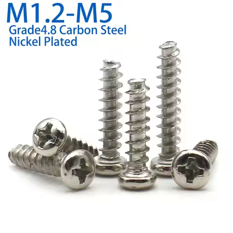 30/50/100pcs M1.2 M1.7 M2 M2.6 M3 M4 M5 Grade 4.8 Carbon Steel Phillips Cross Recessed Round Head Se