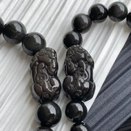 免費開光 天然彩虹黑曜貔貅 招財貔貅手鍊