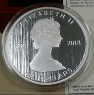 英女皇頭像 紀念精品 2013年 加拿大鑄幣廠25週年紀念 5安士銀幣 發行數量2千個