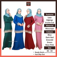 FC Mart - Muslimah Kurung Dress / Baju Kurung Moden / Women Modern Plain Lace Baju Kurung / Baju Kurung Raya Wanita