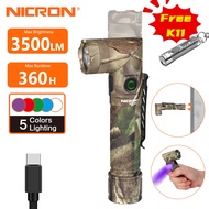 Nicron ไฟฉาย B70max ความสว่างสูงมากที่สุด3500lm ลำแสงยาว200เมตรพร้อมสีขาว/แดง/เขียว/น้ำเงิน/ยูวี5สี5