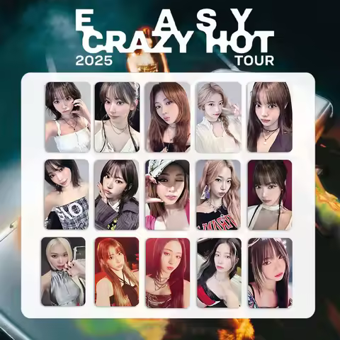 5/15Pcs/Set Kpop Chaewon Yunjin EASY CRAZY HOT Album Cards Eunchae Kazuha 2025 WORLD TOUR Selfie Pho