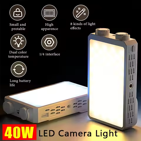 40W Handle Portable LED Camera Light 2800K~9000K Bi-Color 4400mAh Video Lamp Dual-color High-power P