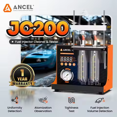 ANCEL JC200 Fuel Spray Nozzle Cleaning Machine 2-Cylinder Car Injector Cleaner 12V Auto Motocycle Fu