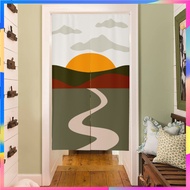 Nordic Landscape Painted Doorway Curtains for Kitchen Cafe Decor Short Hanging Half Curtain Home Entrance Noren Door Curtains
