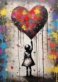 Banksy Boy Girl with Balloon Street Art Posters Prints on Canvas Pop Graffiti Art Canvas Painting Cu