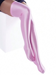 1雙女士超過膝蓋高級矽膠防滑尼龍絲襪,有多種顏色可選
