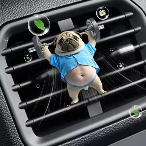 new Car Air Freshener Vent Clip Car Perfume Ornament Weightlifting Dog Shape Vehicle Fragrance Auto 