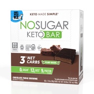 No Sugar Keto Bar Snack, Fudge Brownie, 12 x 1.41oz Bars - Low Carb No Sugar Keto Snack Food with Ke