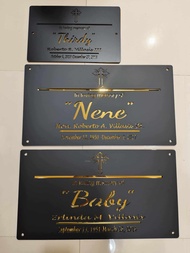 columbarium/LAPIDA 9x5 inch acrylic(laser cut)die cut out/embossed