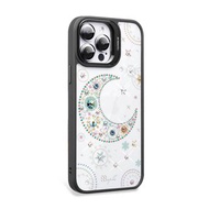 iPhone 15系列 防震雙料隱形立架彩鑽手機殼-星月-黑框