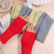 Winter Plush Knitted Wrist Covers Gloves - Work Writting Half Finger Gloves - Touchscreen Fingerless