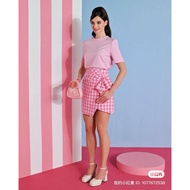 Muse be amused barbie lili set pink top short sleeve pink ruffle plaid skirt size XS