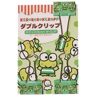Sanrio - 日版Sanrio Keroppi 青蛙仔長尾夾 中號 25mm W-夾 3 件套 KeroKeroKeroppi文具燕尾夾文件夾 平行進口