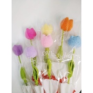 Handmade Crochet flower Tulip (finished product) 1pcs