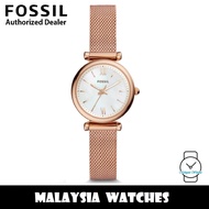 (OFFICIAL WARRANTY) Fossil Women ES4433 Carlie Mini Three-Hand Rose Gold Stainless Steel Mesh Watch 