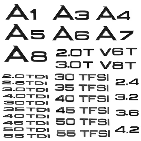 3D ABS Car Rear Trunk Logo Sticker 2.0 3.0 4.0 30 35 40 45 50 55 60 TFSI TDI V6T 2.0T For Audi A1 A3