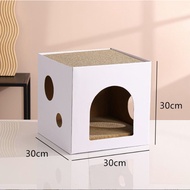 Scratch house Pieceg for cats made of cardboard, House for large cats, fits 2 cats