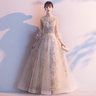 EAGLELY 2026 New Champagne Gold Banquet Evening Gown Sequins Glitter Dinner Dress Bling Traditional 