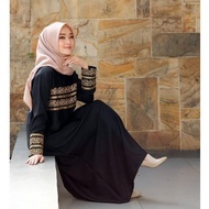 Abaya Turkey Bordir Putih Simple Daily Promo Gamis Hitam Syar'I -