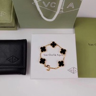 2025 Van Cleef&Arpels Clover Earrings Gold Black Agate Medium Set Earrings+Necklace+Bracelet Origina